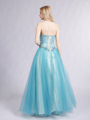Sweetheart Neck Lace and Tulle Prom Gown-Pool