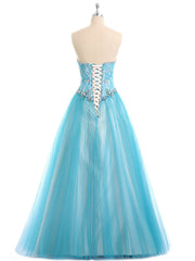 Sweetheart Neck Lace and Tulle Prom Gown-Pool