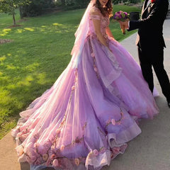 A-line Off-the-Shoulder Party Wedding Dresses With Train ﻿