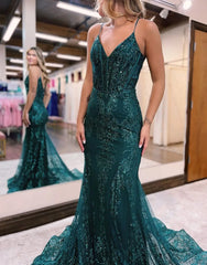 Wholesale Peacock Mermaid Spaghetti Straps Prom Dress With Appliques prom dresses shops