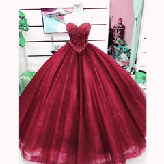 Pearl Beaded Sweetheart Bodice Corset Tulle Ball Gowns Wedding Dresses