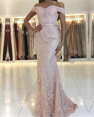 Elegant Mermaid Lace Prom Evening Dresses Off The Shoulder