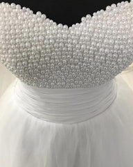 Pearl Sweetheart Tulle Wedding Dresses