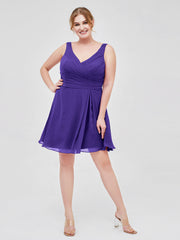 V Neck Chiffon Short Dress for Bridesmaids Regency Plus Size