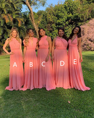 Pink Chiffon Convertible Bridesmaid Dresses