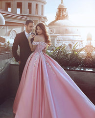 Pink Tulle Beaded Prom Dresses Ball Gown