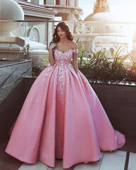 Pink Tulle Beaded Prom Dresses Ball Gown