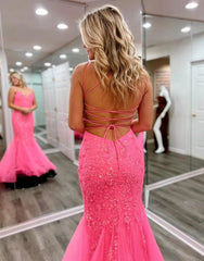 Wholesale Pink Mermaid V-Neck Corset Back Long Lace Prom Dress prom dresses shops