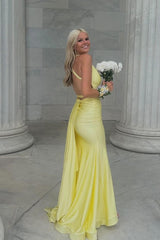 Pink Satin Mermaid Backless Long Prom Dress