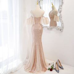 Sequins and Tulle Mermaid Long Party Dress Prom Dress, Off Shoulder Formal Dresses