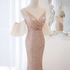 Sequins and Tulle Mermaid Long Party Dress Prom Dress, Off Shoulder Formal Dresses