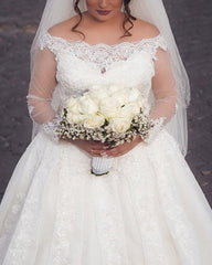 Plus Size Wedding Dresses Long Sleeves Off The Shoulder