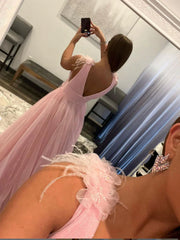 Aimishang Deep V Neck Pink Princess Prom Dresses Elegant Evening Dresses Organza