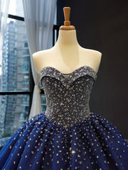 2024 Crystals Sequined Navy Blue Quinceanera Dresses Ball Gown Wedding Dresses