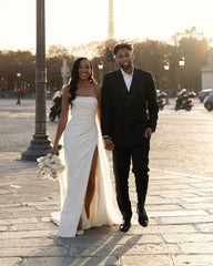 Princess Plus Size Satin Wedding Dresses Mermaid Strapless Slit