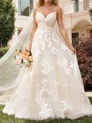 A-Line/Princess V-Neck Floor-Length Wedding Dress Sexy