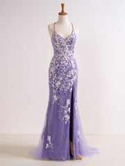 Elizabell | Mermaid V Neck Long Prom Dress with Appliques Beading