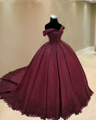 Prom Ball Gown Dresses Lace Edge Off The Shoulder