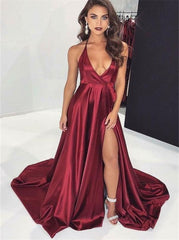 Sexy Prom Dress With Slit, Homecoming Dress ,Formal Dress, Evening Dress, Dance Dresses
