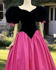 Vintage Velvet Corset Top Puffy Sleeve Dress