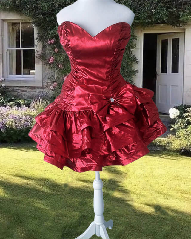 Retro Style Strapless Ruffles Prom Short Dress