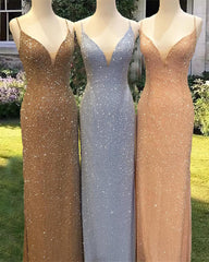 Mermaid Sequined Beaded V-neck Formal Dress