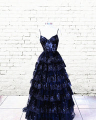 Ball Gown V Neck Sequin Lace Ruffle Dress