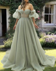 Sage A-line Off The Shoulder Corset Dress