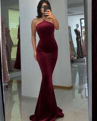 Sexy Velvet Mermaid Dresses Halter Top