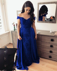 Lace Mermaid Off Shoulder Dresses With Detachable Skirt