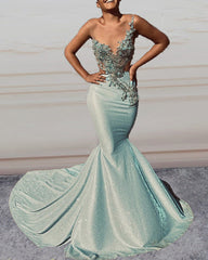 Metalic Mermaid Gowns With Heavy Beaded