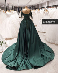 Long Sleeves Mermaid Prom Dresses Sweep Train Lace Beaded
