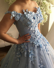 Elegant Pleated Tulle Sweetheart Prom Dresses 3D Flowers Embroidery