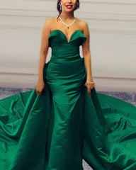 Sleeveless Mermaid Sweetheart Dresses Satin Sweep Train