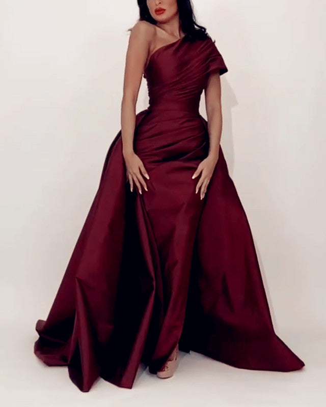 Elegant Mermaid Prom Dresses Satin One Shoulder