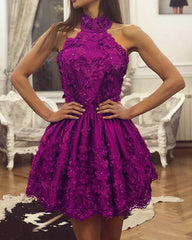Elegant Lace Homecoming Dresses Halter Top