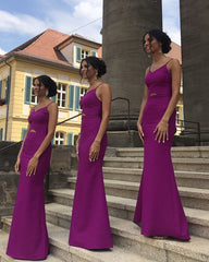 Sexy Mermaid V Neck Bridesmaid Dresses Cross Back