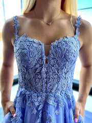 Purple Long Lace Prom Dress with Lace-up Back, Purple Long Lace Formal Evening Dresses
