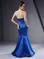 Strapless Floor Length Satin Bridesmaid Dress with Beading  Draping