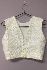 A-Line/Princess Jewel Neck Lace Wedding Dress with Two Piece