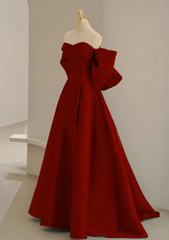 A-Line Sweetheart Neck Satin Burgundy Long Prom Dress, Burgundy Long Formal Dress