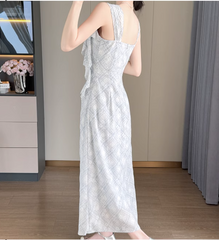 New Simple Elegant Floral Design Cardigan Spaghetti Strap Dress HZ1024