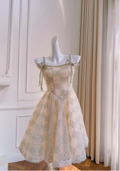 Chic Spaghetti Strap Beading A-line Tulle Party Dresses Homecoming Dresses, HZ1024