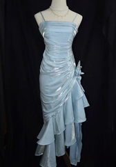 Elegant Chiffon Prom Dress Sheath Evening Gown Party Dress Spaghetti Strap Formal Dress HZ1024