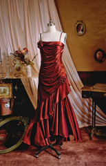 Elegant 3D Flower Satin Prom Dress Mermaid Evening Gown Party Dress Spaghetti Strap Formal Dress HZ1024