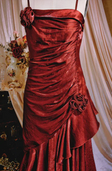 Elegant 3D Flower Satin Prom Dress Mermaid Evening Gown Party Dress Spaghetti Strap Formal Dress HZ1024