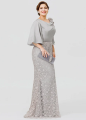 Elegant Lace Half Sleeve Cowl Neck Mother of Bride Dress Sheath Evening Gown Long Formal Dress HZ1024