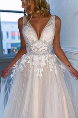 Open Back A-line Wedding Dresses,Beach Wedding Dresses,Bridal Dresses