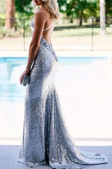 Simple Prom Dresses,Sequin Evening Dress Pretty Prom Dresses P7684