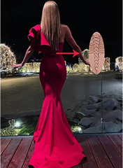 one shoulder mermaid long prom gown evening gown SA1474